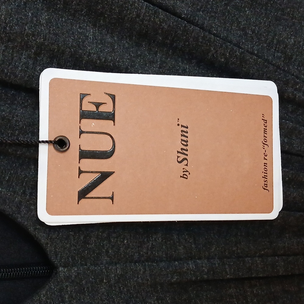 NUE by Shani, Elegant Grey Long Sleeve Dress. With Embishment Waistline, Size 8 - Picture 9 of 14